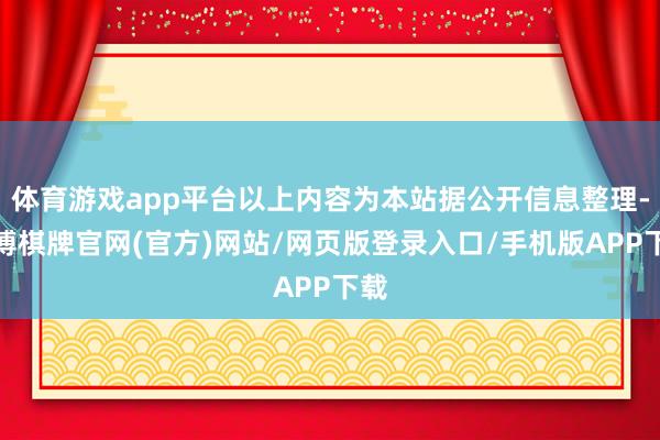 体育游戏app平台以上内容为本站据公开信息整理-亚博棋牌官网(官方)网站/网页版登录入口/手机版APP下载