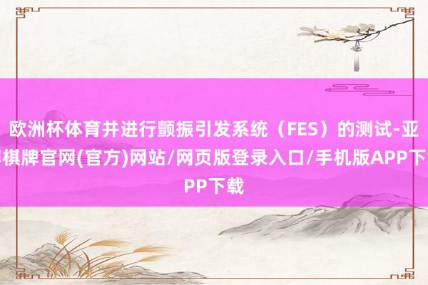 欧洲杯体育并进行颤振引发系统（FES）的测试-亚博棋牌官网(官方)网站/网页版登录入口/手机版APP下载